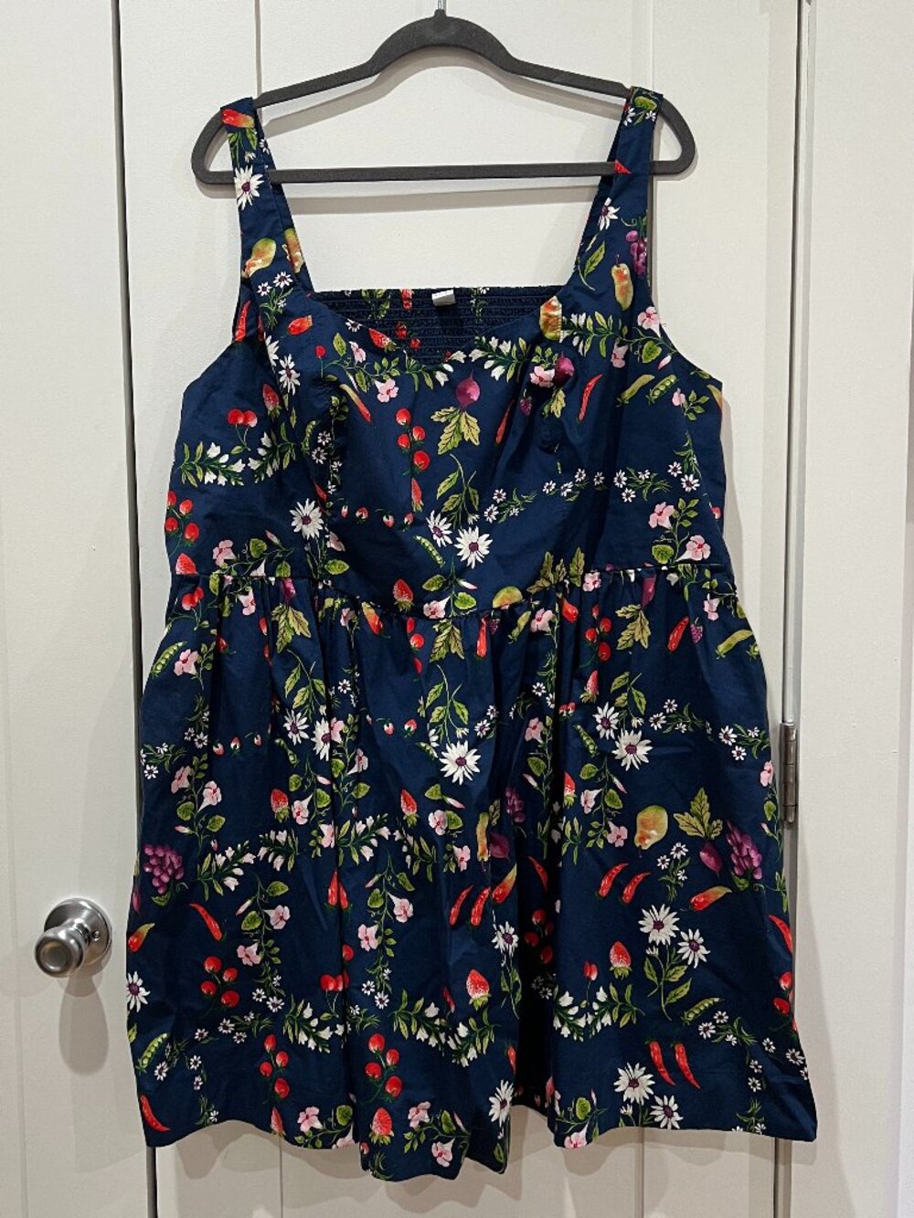Old Navy Fit & Flare Cami Mini Dress, Mixed Fruit 🍓🫛🌶️🍇🍐 100% Cotton, 3X
